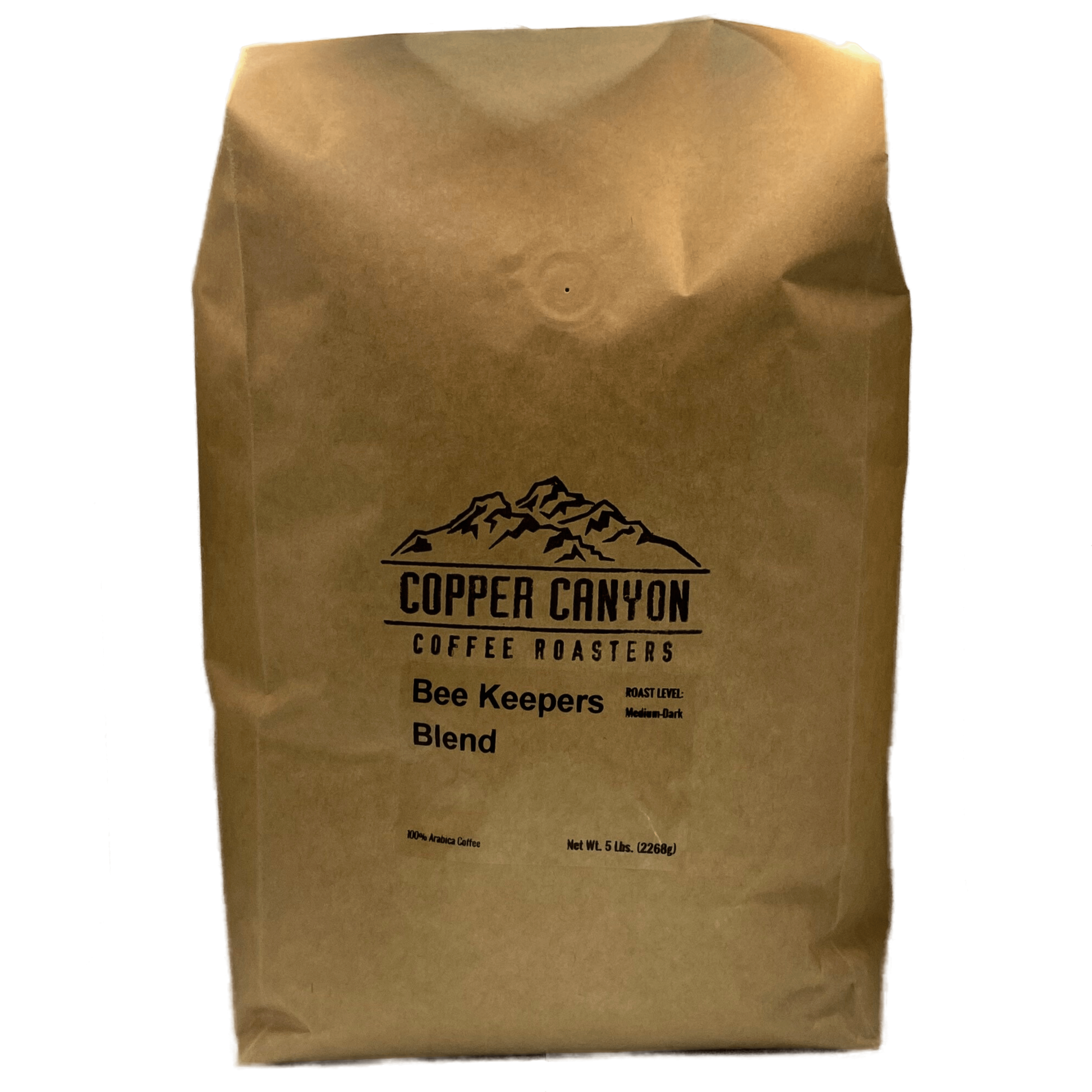 5 pound bag of Beekeeper's Blend dark roast coffee by Copper Canyon