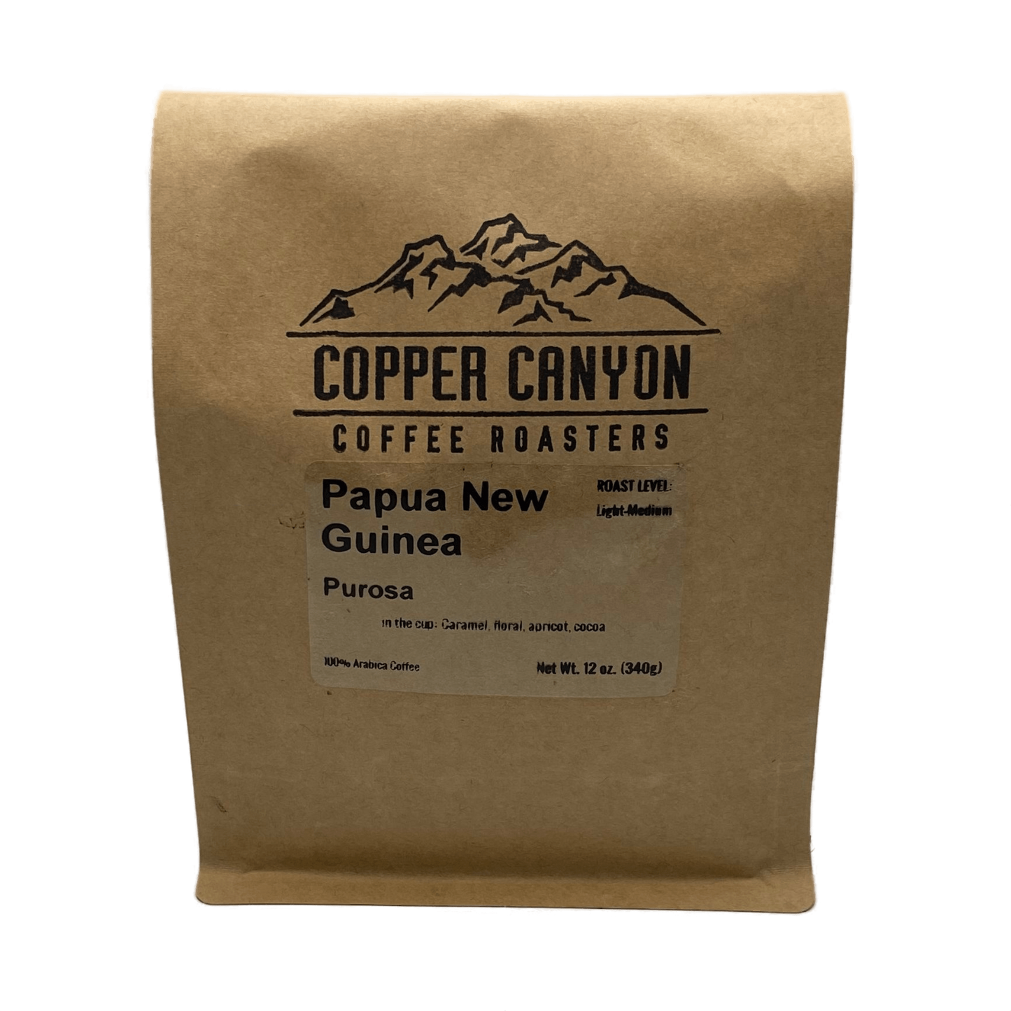 12 oz bag of Papua New Guinea, single origin, light/medium roast coffee