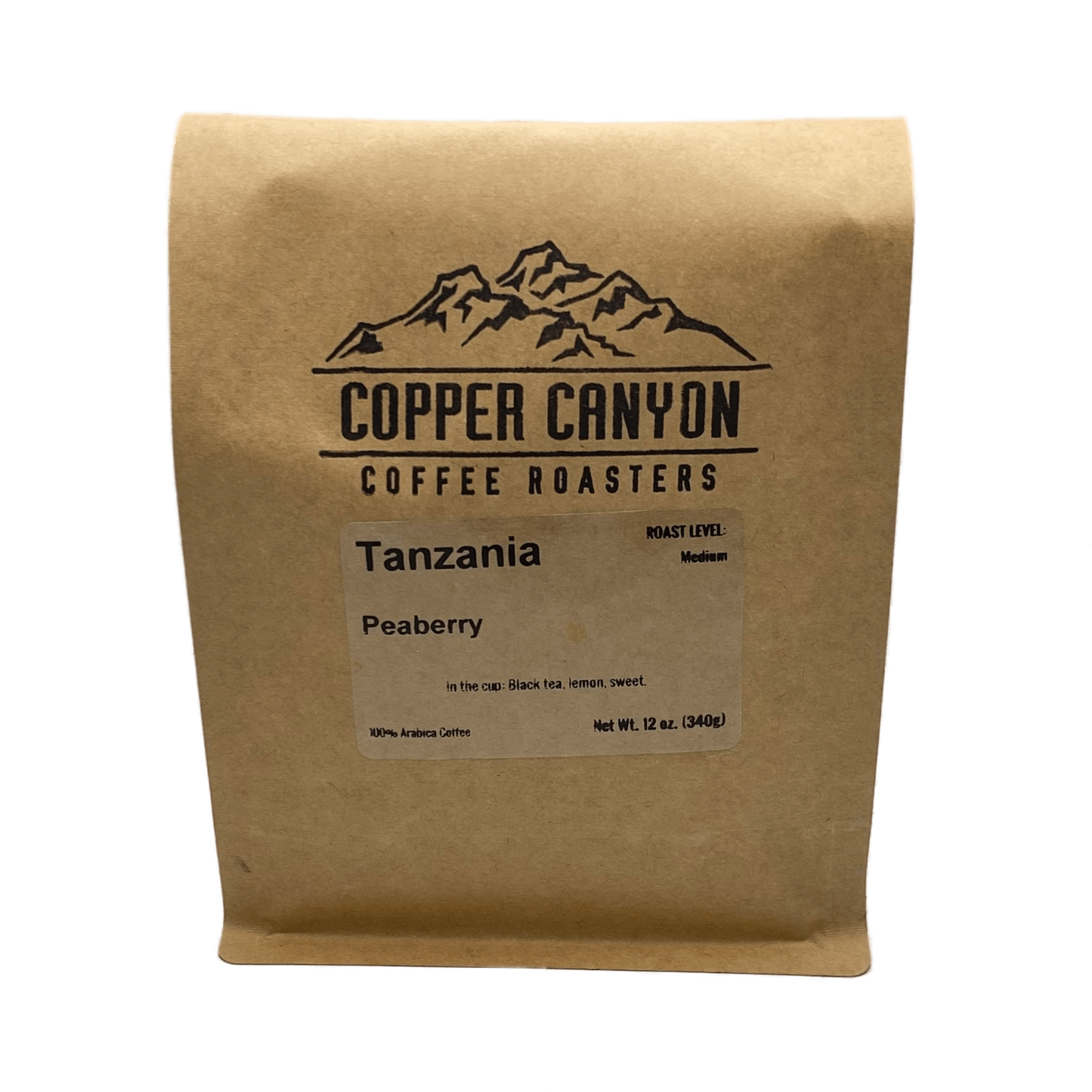 12 oz bag of Tanzania, single origin, medium roast coffee