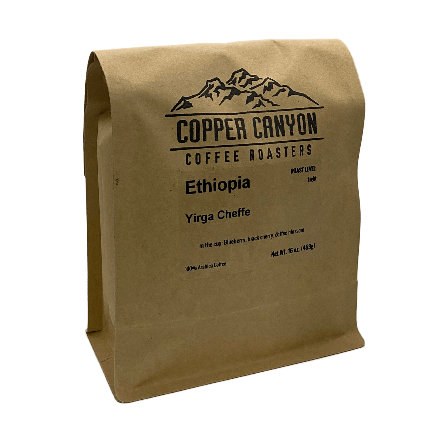 16 oz bag of Ethiopia, single origin, light roast coffee