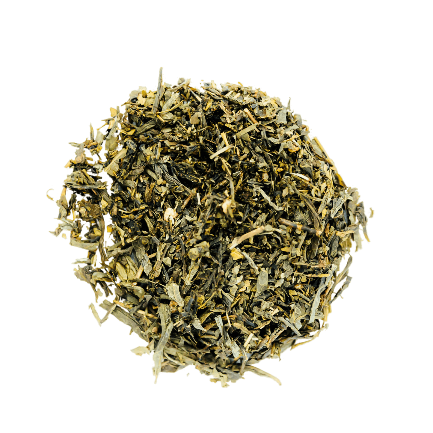 Maple Walnut Truffle Green Tea Loose Leaf Tea leaves sit on a white surface