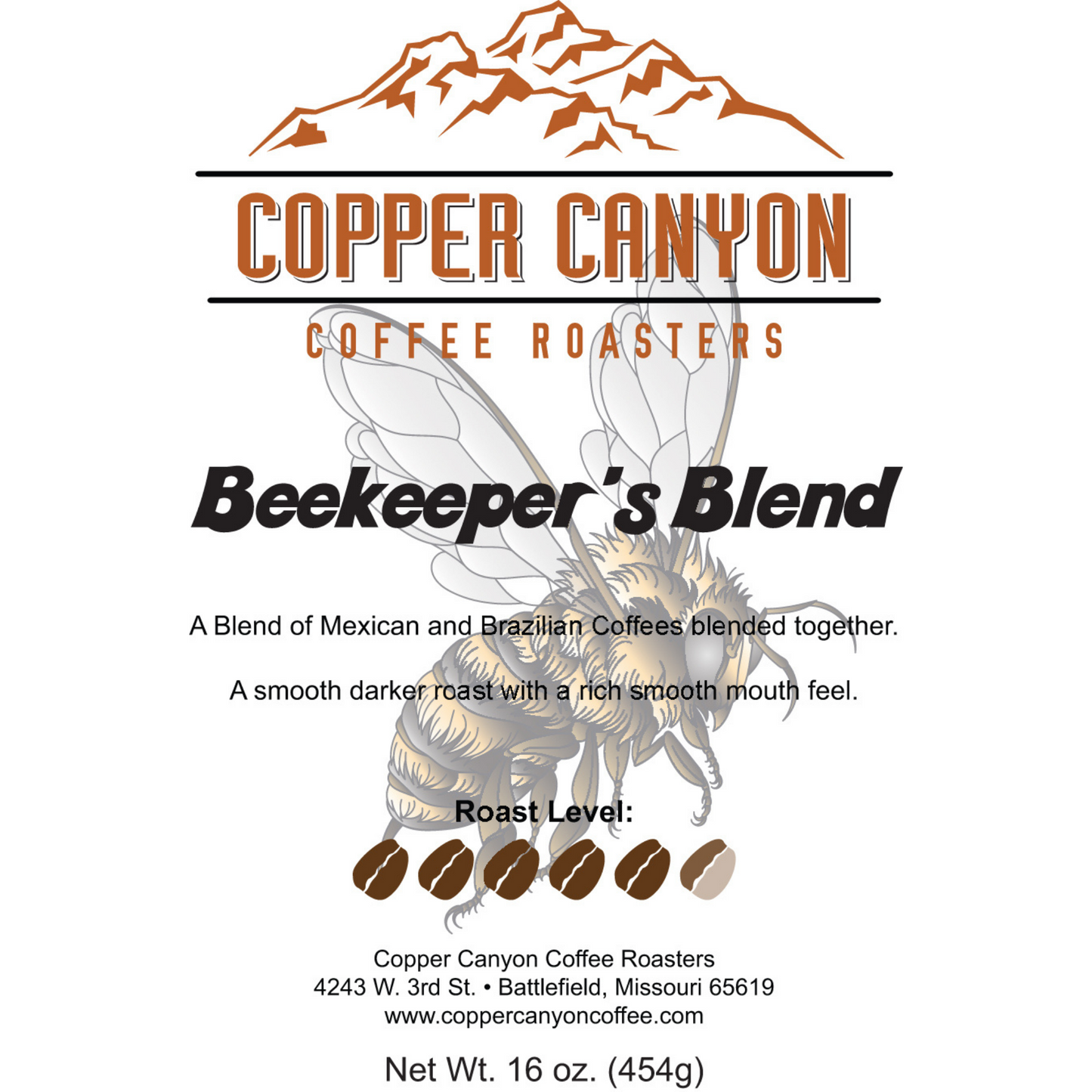 Beekeeper's Blend dark roast, coffee