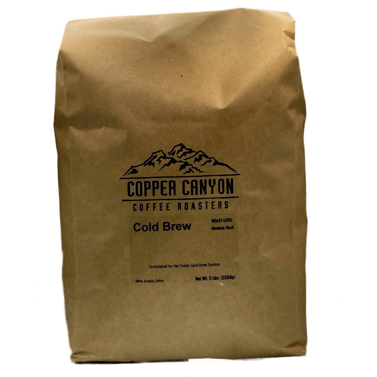 5 pound bag of Cold Brew Blend medium roast coffee by Copper Canyon