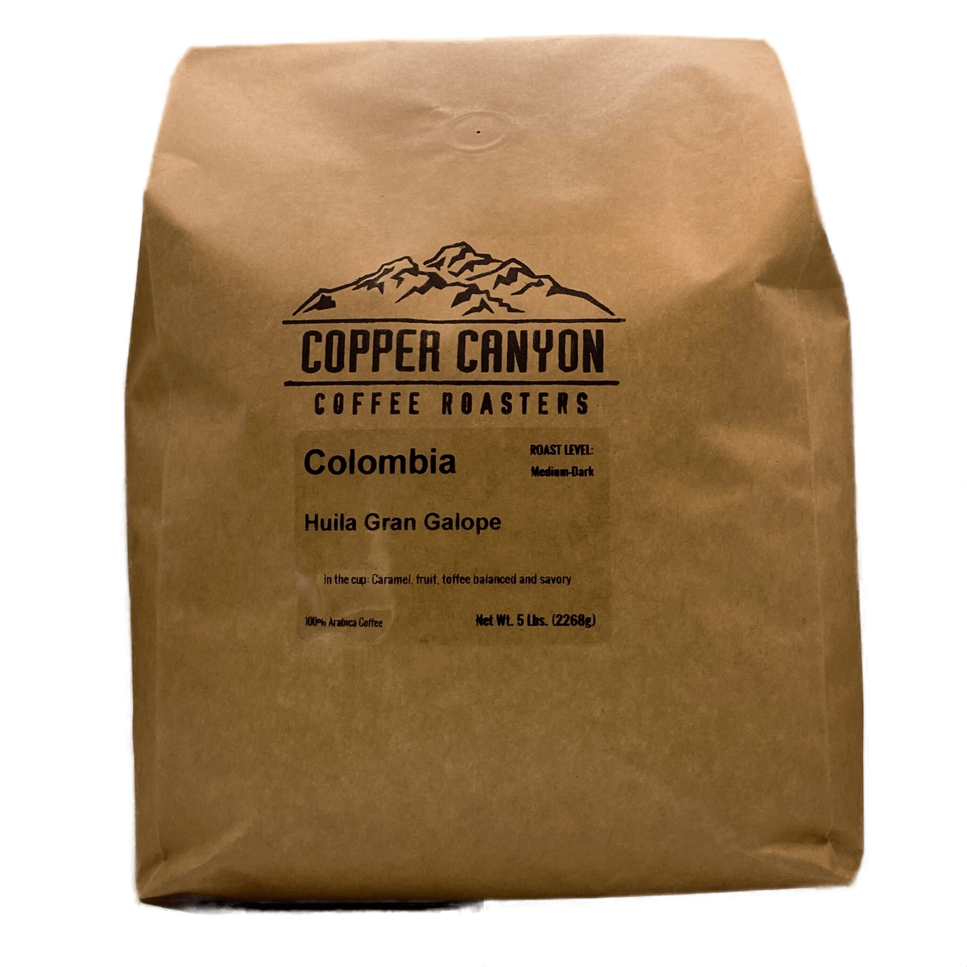5 pound bag of Colombia medium roast coffee by Copper Canyon