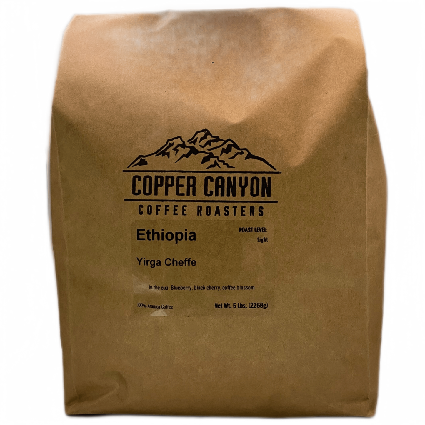 5 pound bag of Ethiopia light roast coffee by Copper Canyon