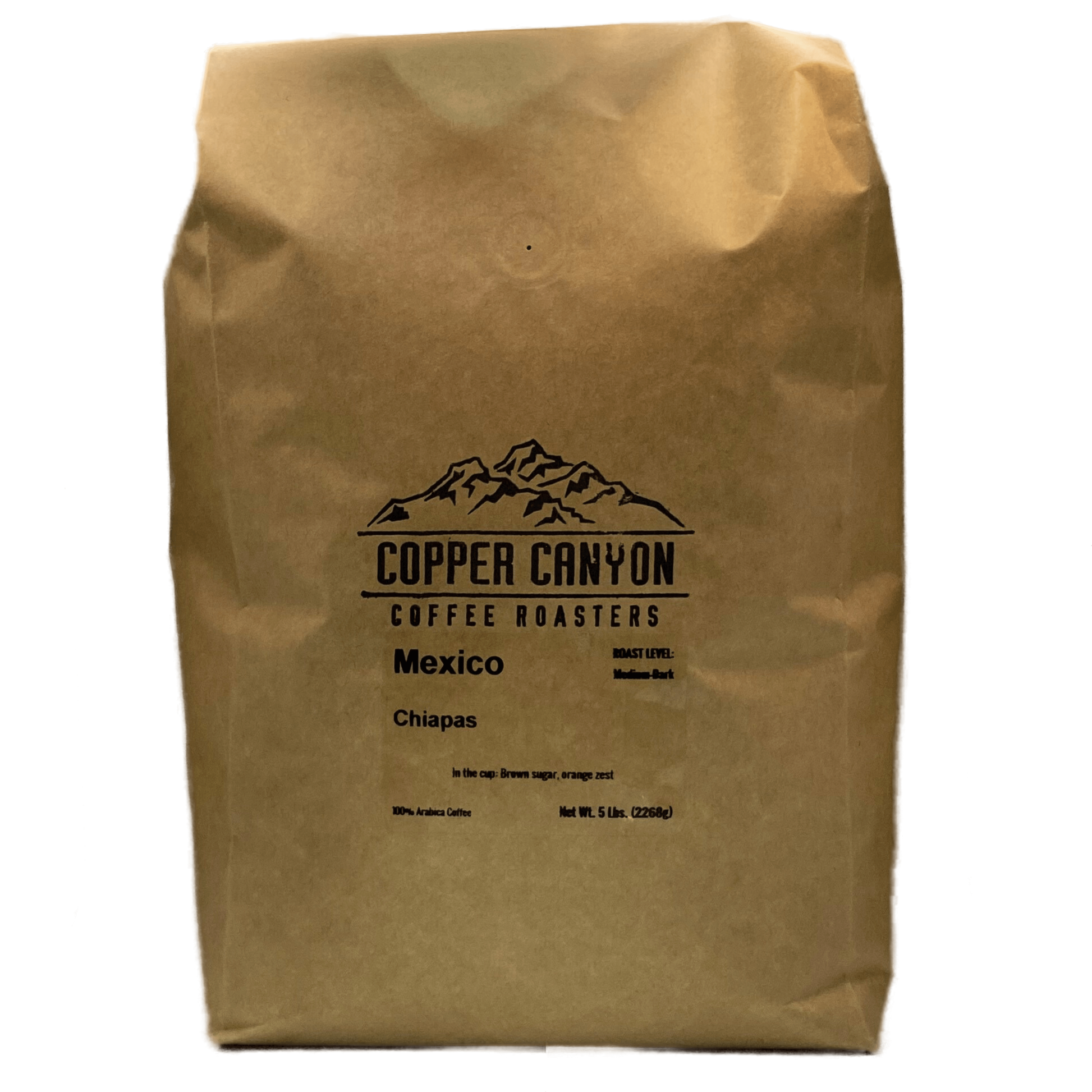 5 pound bag of Mexico medium-dark roast coffee by Copper Canyon