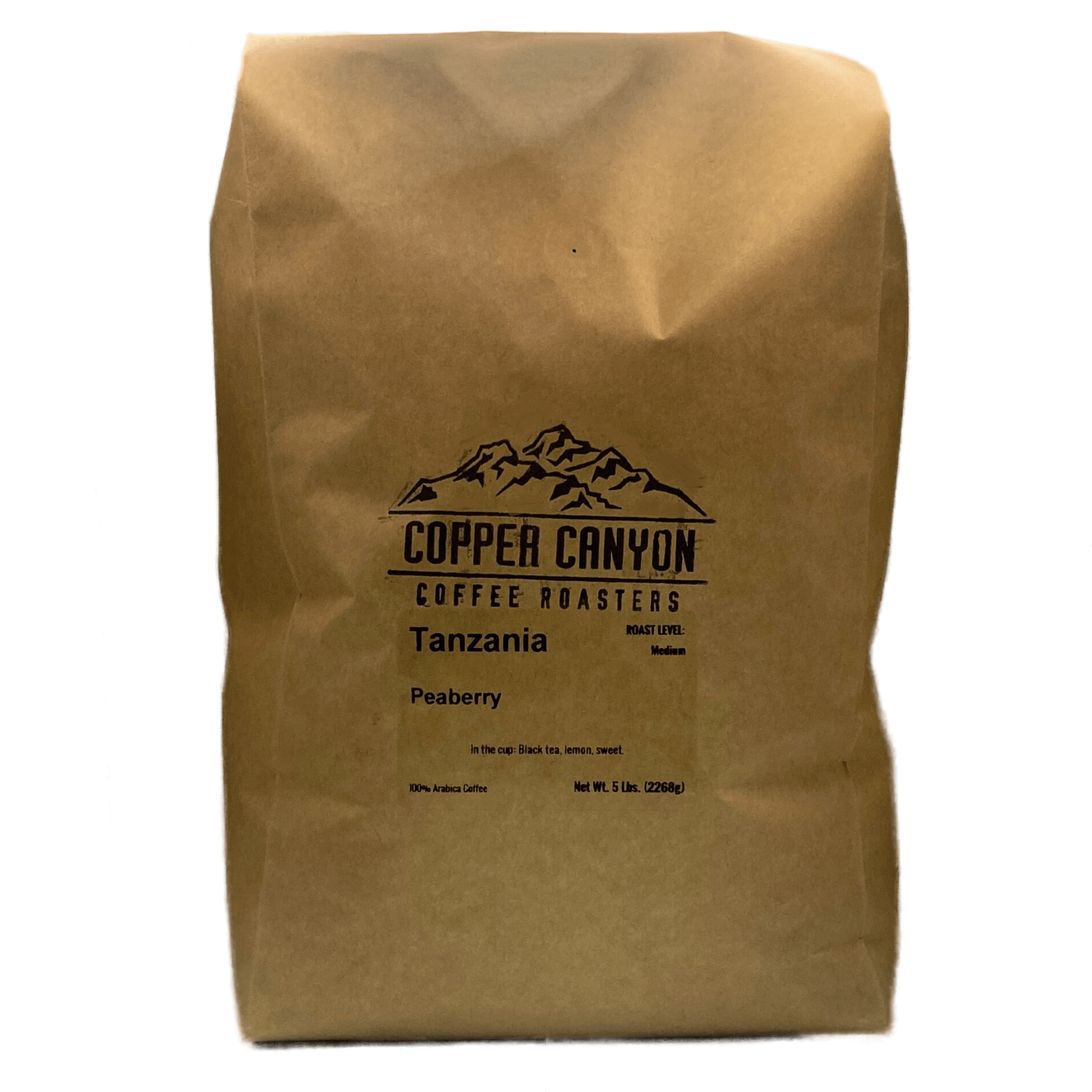 5 pound bag of Tanzania medium roast coffee by Copper Canyon
