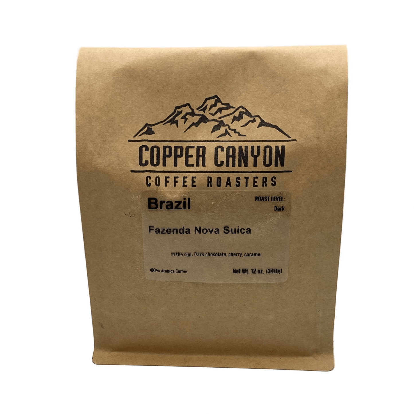 12 oz bag of Brazil single origin, dark roast coffee