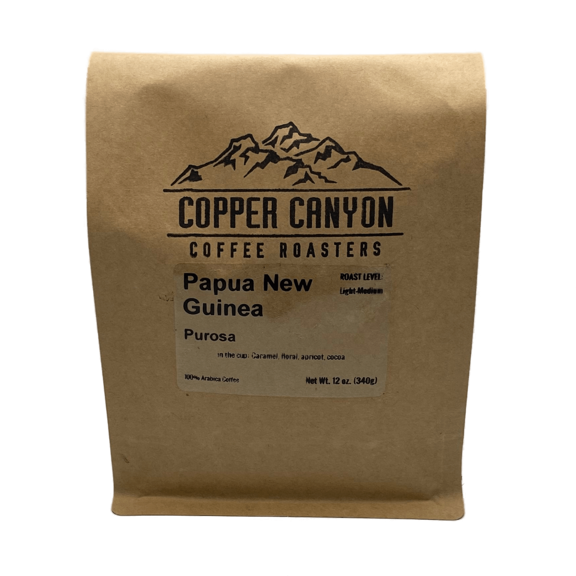 12 oz  bag of Papua New Guinea, single origin, light/medium roast coffee