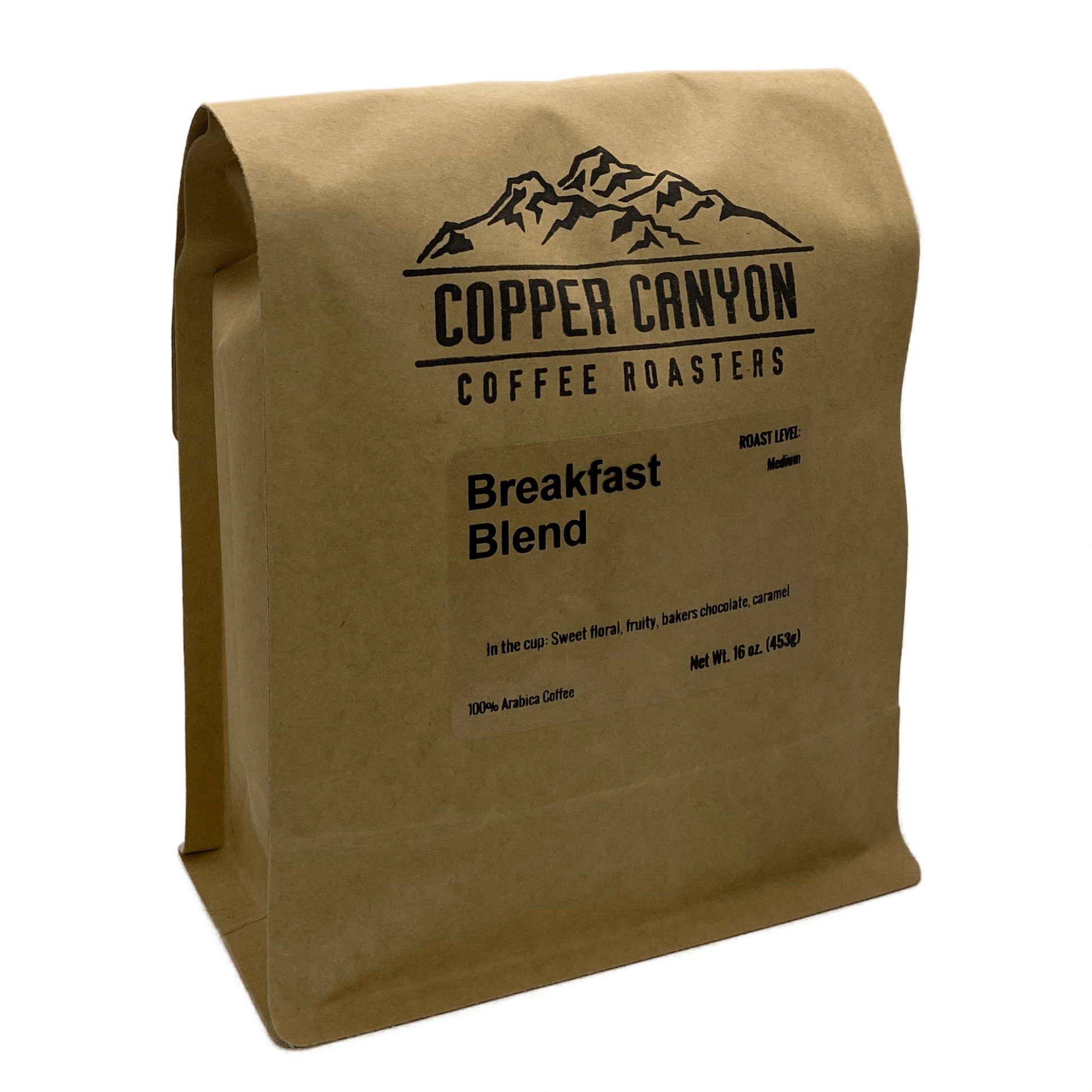 16 oz bag of Breakfast Blend medium roast coffee