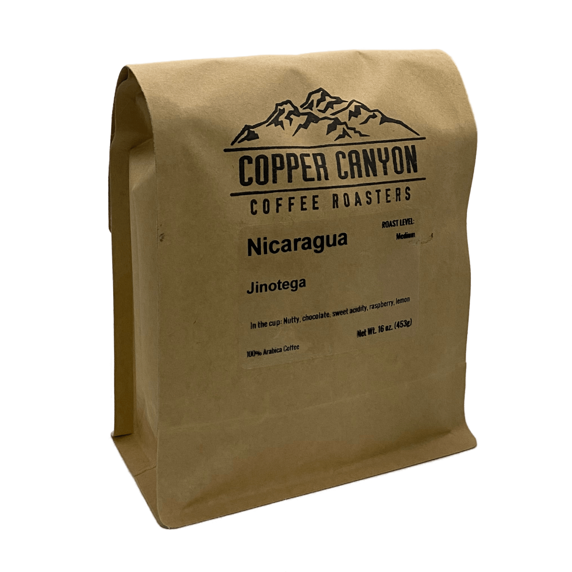 16 oz bag of Nicaragua, single origin, medium roast coffee