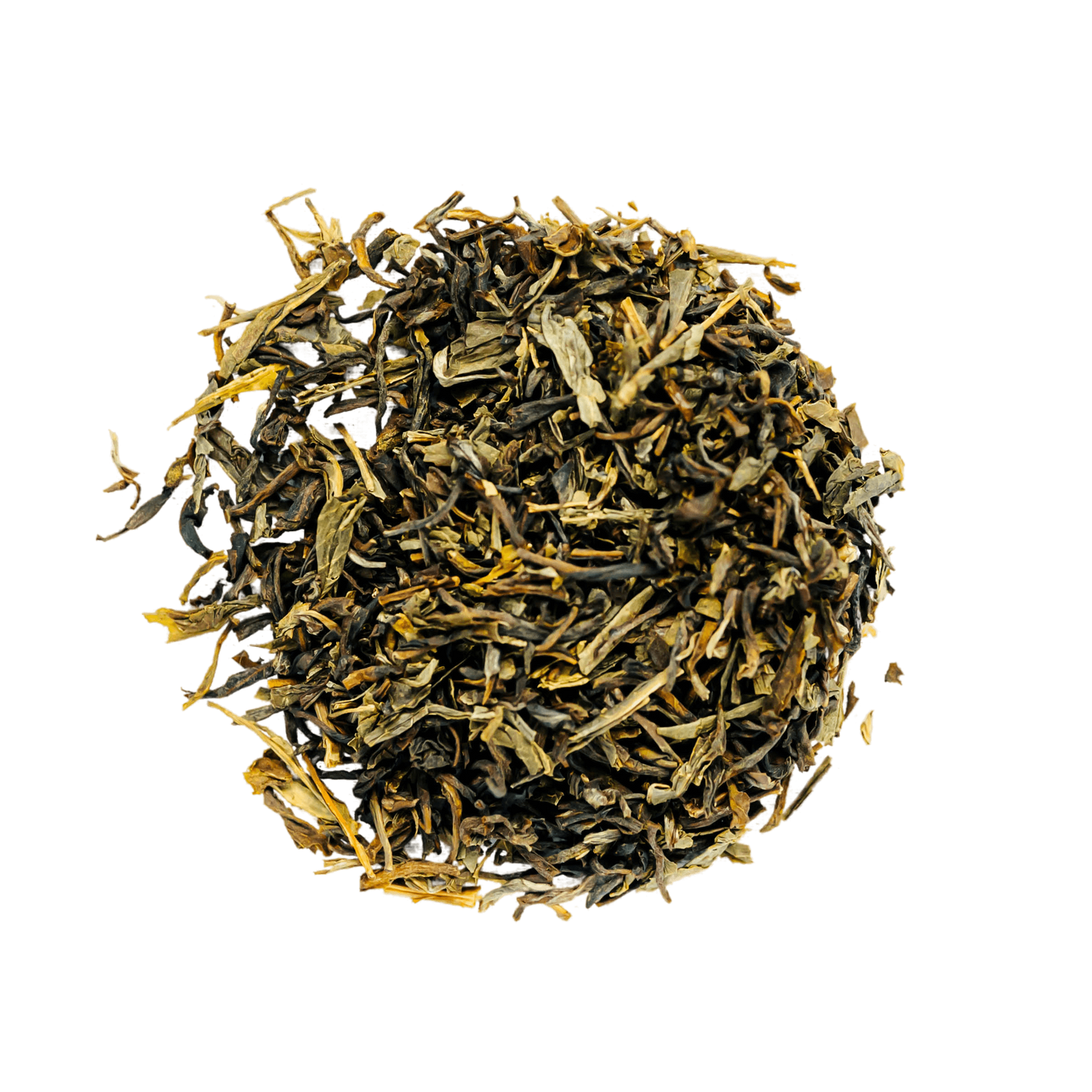 Jasmine Green Tea Loose Leaf Tea leaves sit on a white surface